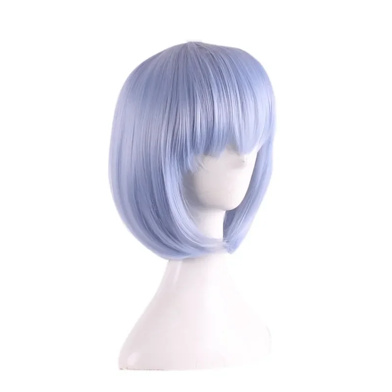 pink blue anime wigs short straight bob wig cosplay heat resistant fiber synthetic hair bangs