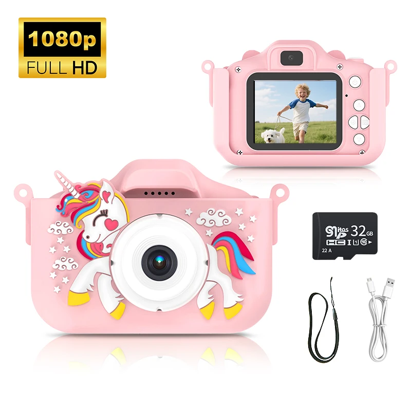 

HD 1080P Kids Camera 2.0inch Toddler Digital Video Camera with Silicone Case Christmas Gift Toy for Children