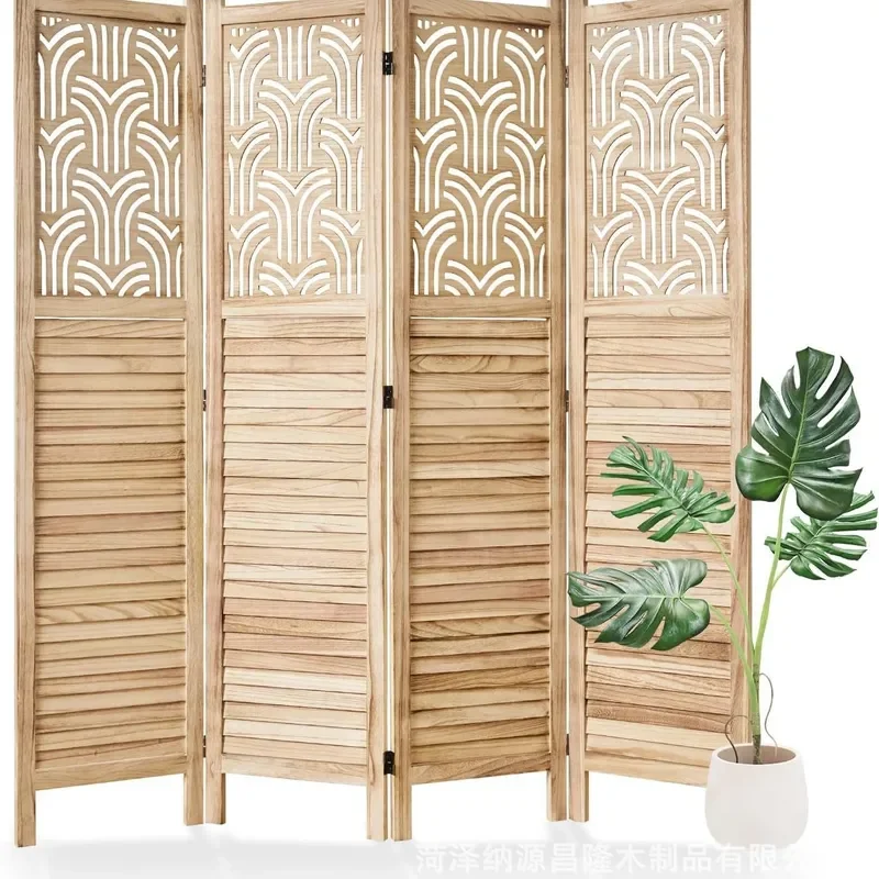 Portable Wooden Folding Screen Room Divider Simple Decorative Partition for Office Hotel Lobby Entrance