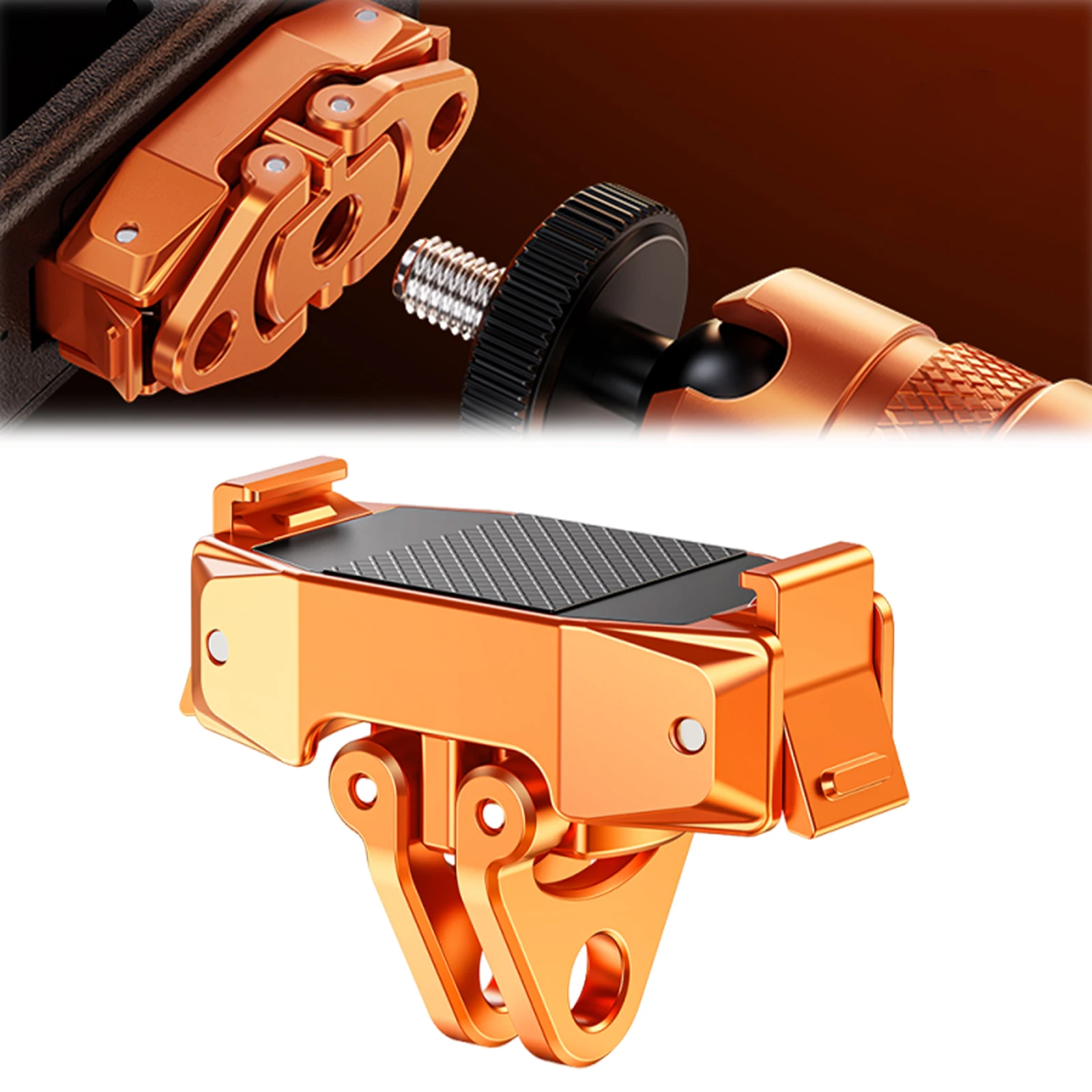 For Osmo Action Camera Magnetic Mount Plate with 1/4In Thread & Foldable Connector Anti-Slip for Tripods/Selfie Sticks