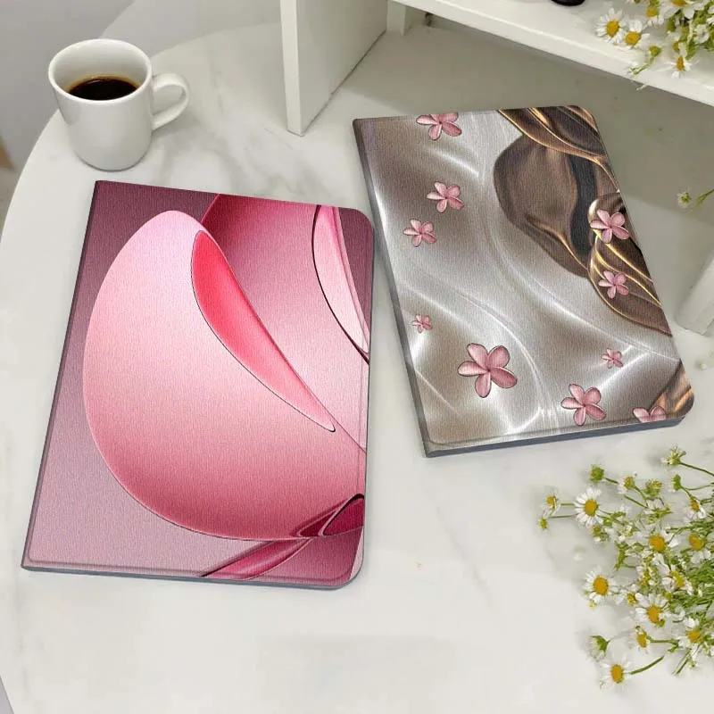 

Pink Flower Satin Wave Tablet Case For Samsung Galaxy Tab S7 S8 S9 S10 FE Lite Gift