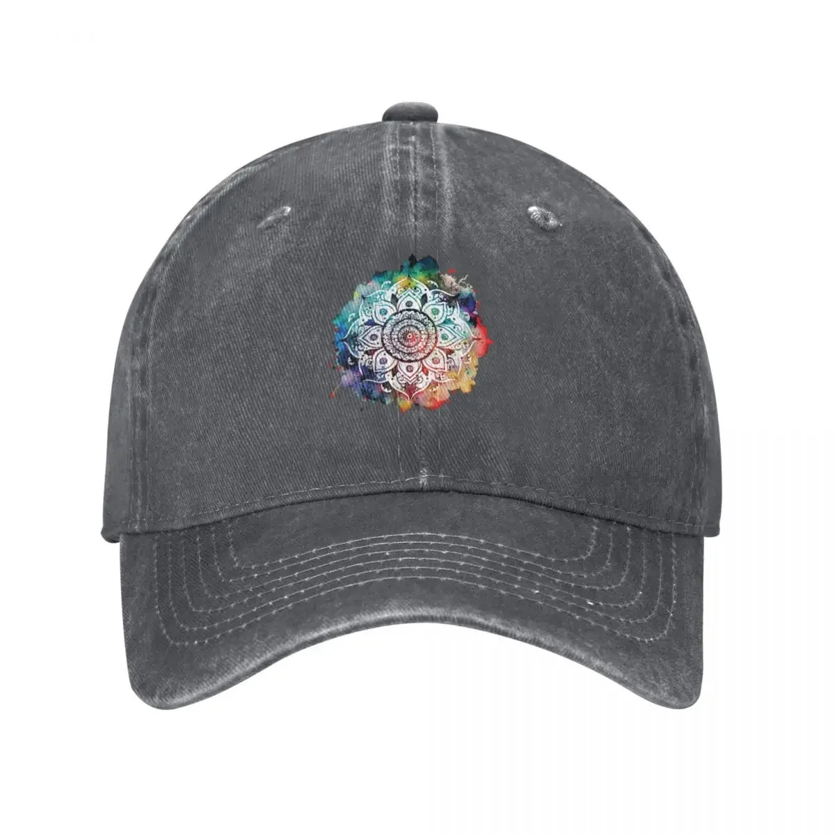 

A Stencil Boho Mandala with Watercolor Background - Sacred Space Mandalas Collection Baseball Cap Rugby Golf Wear Men Women's