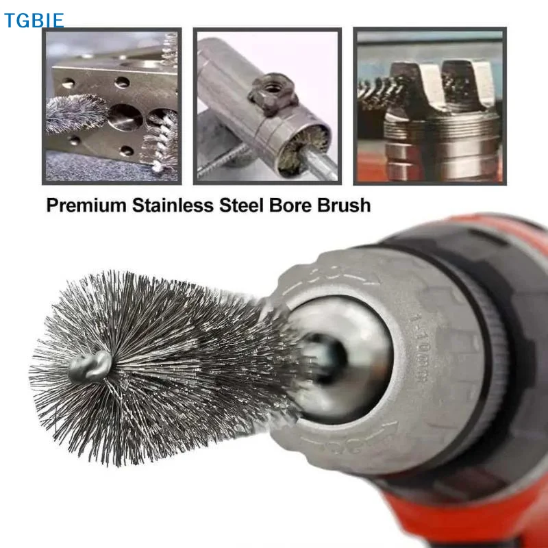 [TL]【TL】6/8/10/12/14Pcs 8-19mm Stainless Steel Pipe Cleaning Brush 1/4 Hexagonal Wire Brush For Electric Drill Cleaning Tool