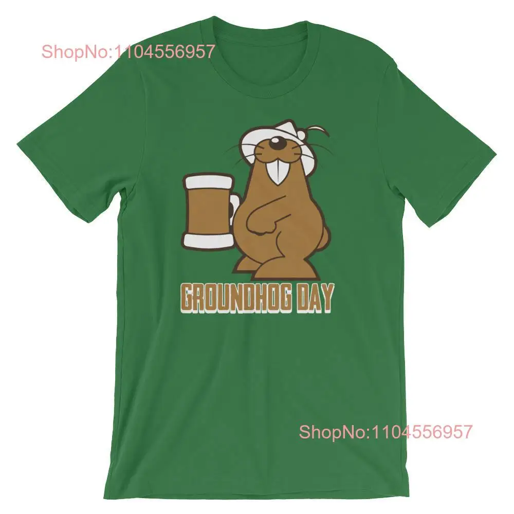 Groundhog Day Drinking Ground Hog With Hat Forecast Cute T Shirt Weatherman No Shadow Weather Lore Woodchuck Rodent Lovers