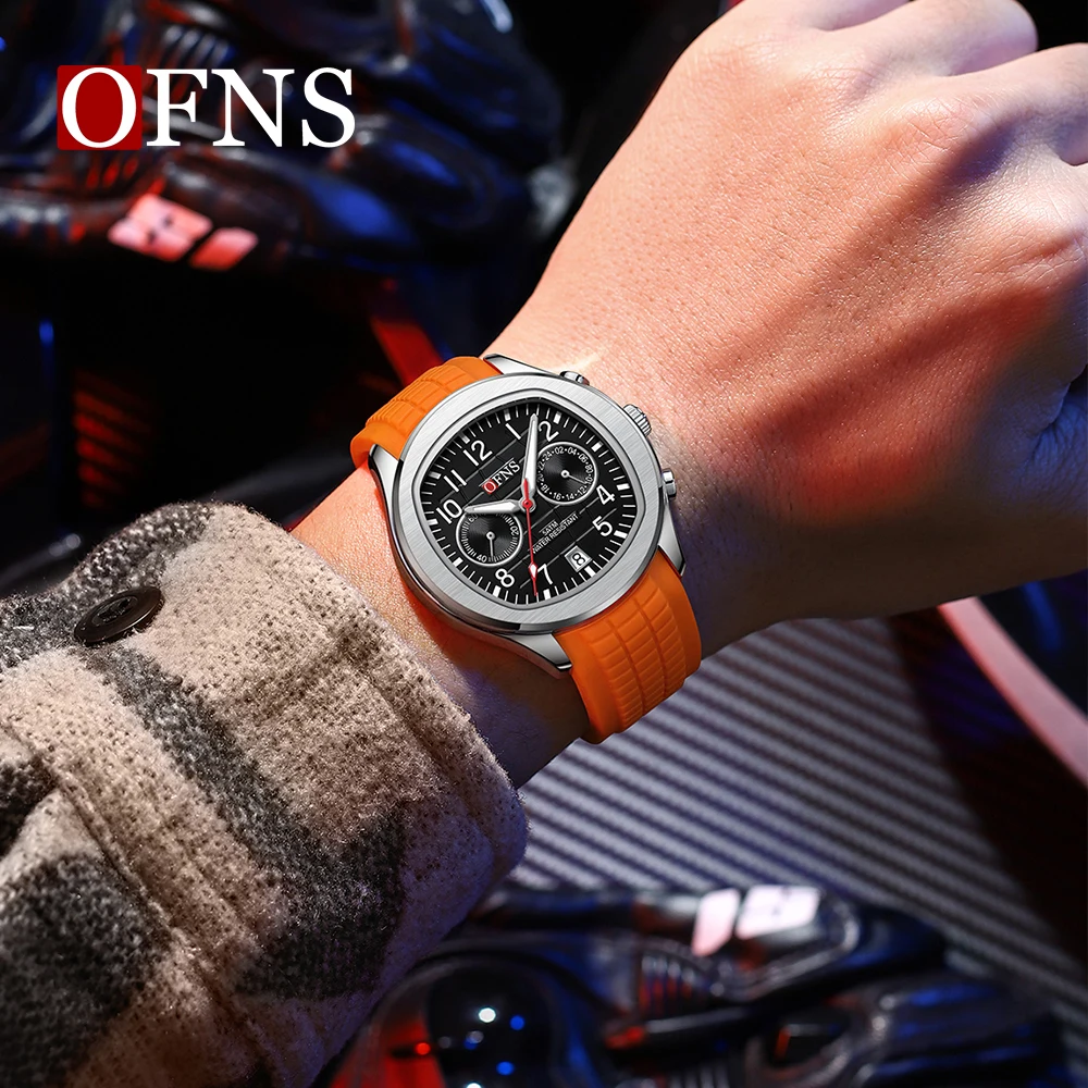 

OFNS Cross border 8020, хит продаж, кварцевые часы с тремя глазами и шестью иглами, модные часы с календарем, водонепроницаемые мужские часы