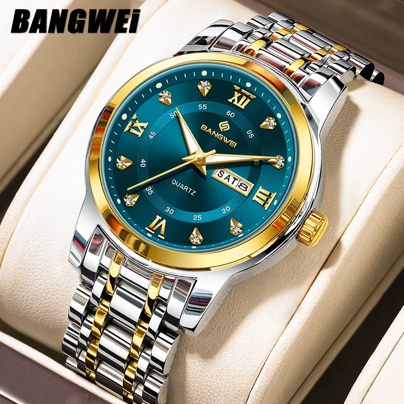

BANGWEI 2026 New Fashion Watches Men LIGE Luxury Quartz Wristwatches 30M Waterproof Luminous Steel Mens Watch Gifts Reloj Hombre