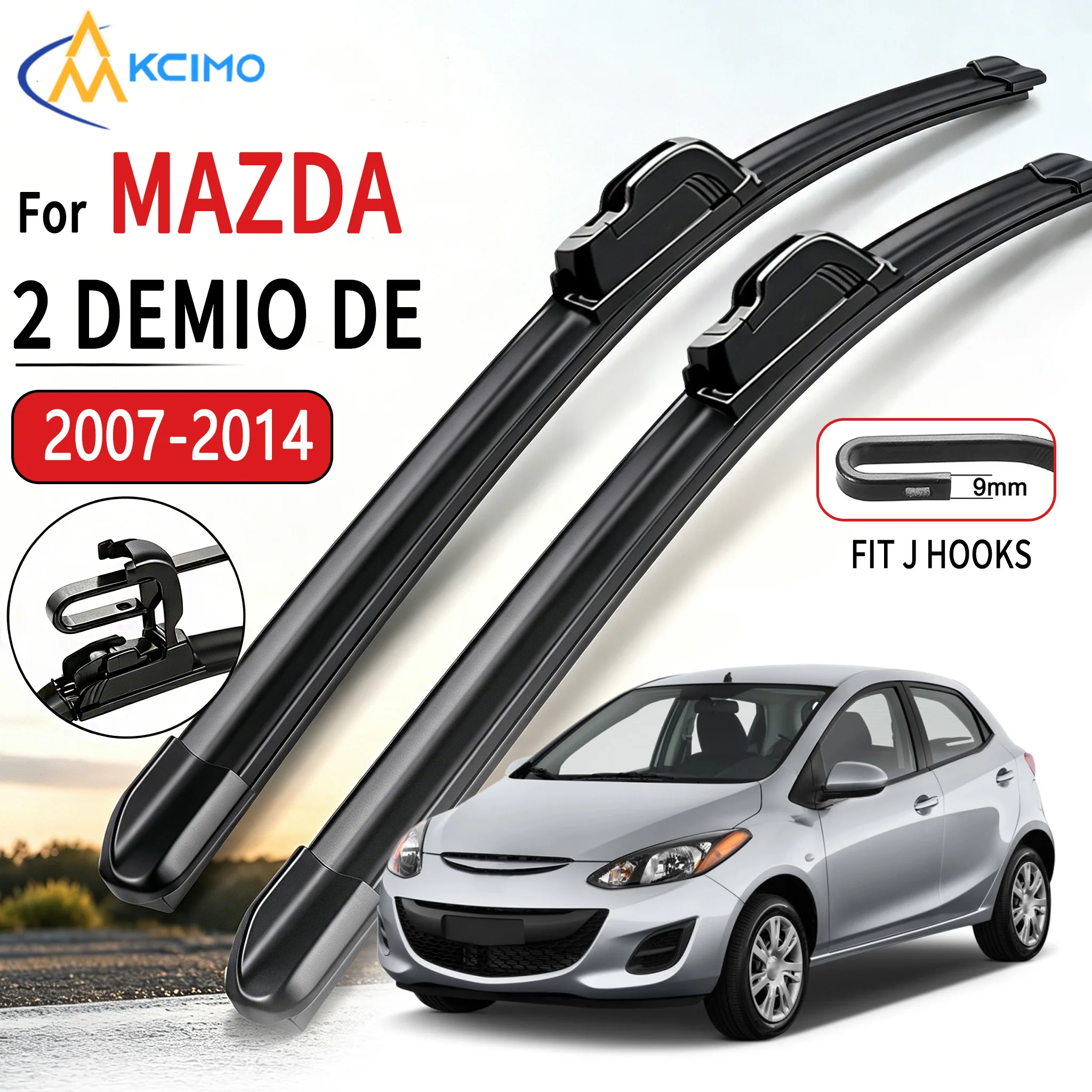 Wischerblätter 24"+14" für Mazda 2 Demio DE 2007-2014 Standard All Weather J Hook U Leise, sanfte Scheibenwischer aus weichem Gummi
