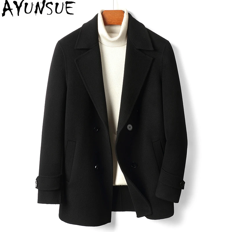 AYUNSUE Winter Natural Woolen Coat Refined and Gentle Mens Coat Double-sided Fashion Coats for Men Casacas Para Hombre 2024