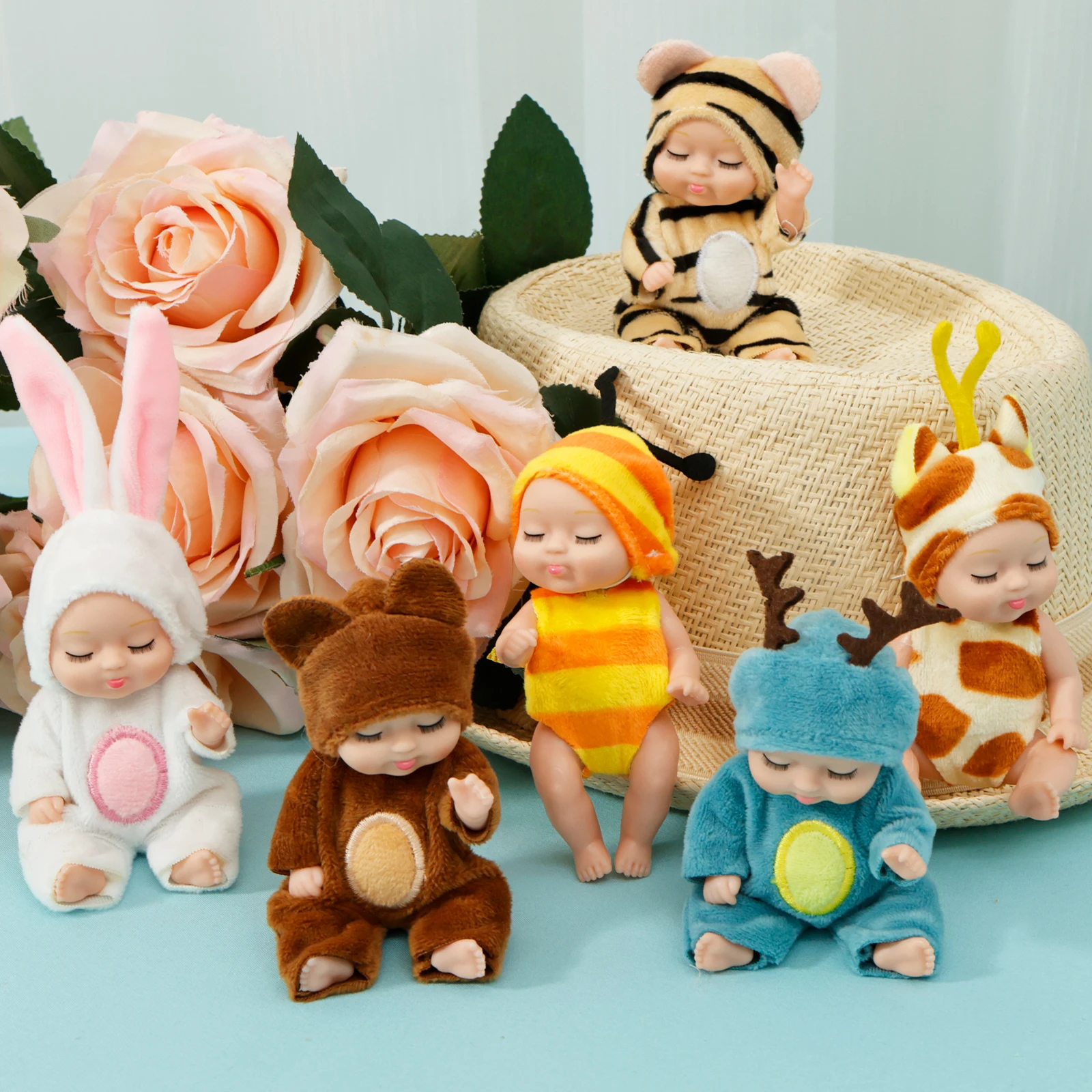 6-12 stuks reborn pop kit speelgoed simulatie prinses poppen speelgoed mini schattige slapende baby met kleding kerst verjaardag kerstcadeau