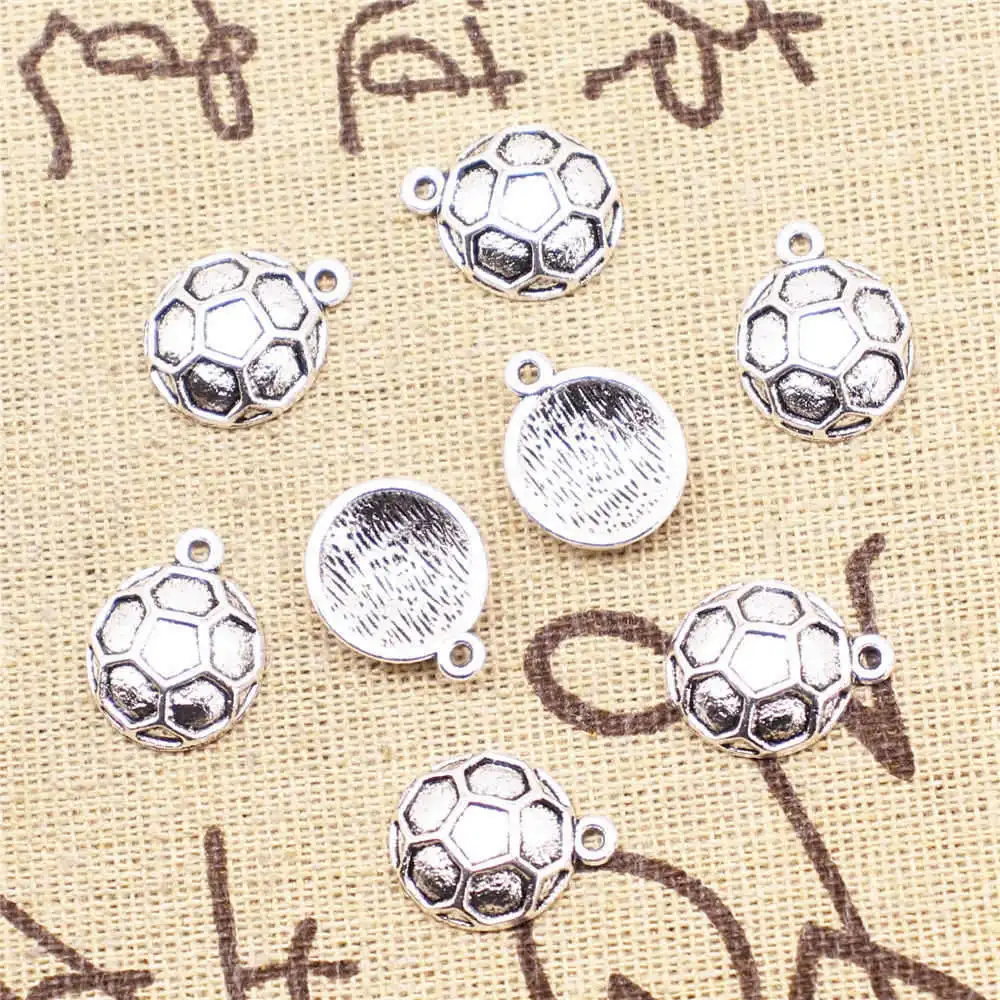 Trendy Jewelry Crafts Accessories Charms Soccer Antique Silver Color Pendants And Necklaces 9x17mm 10pcs