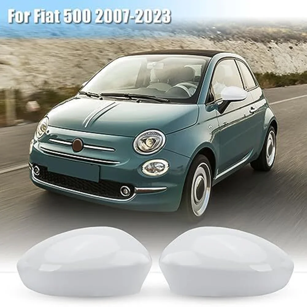 For Fiat 500 2007-2023 Car Door Wing Side Rearview Mirror Cap Cover Casing White Left/Right Rearview Mirror Housing