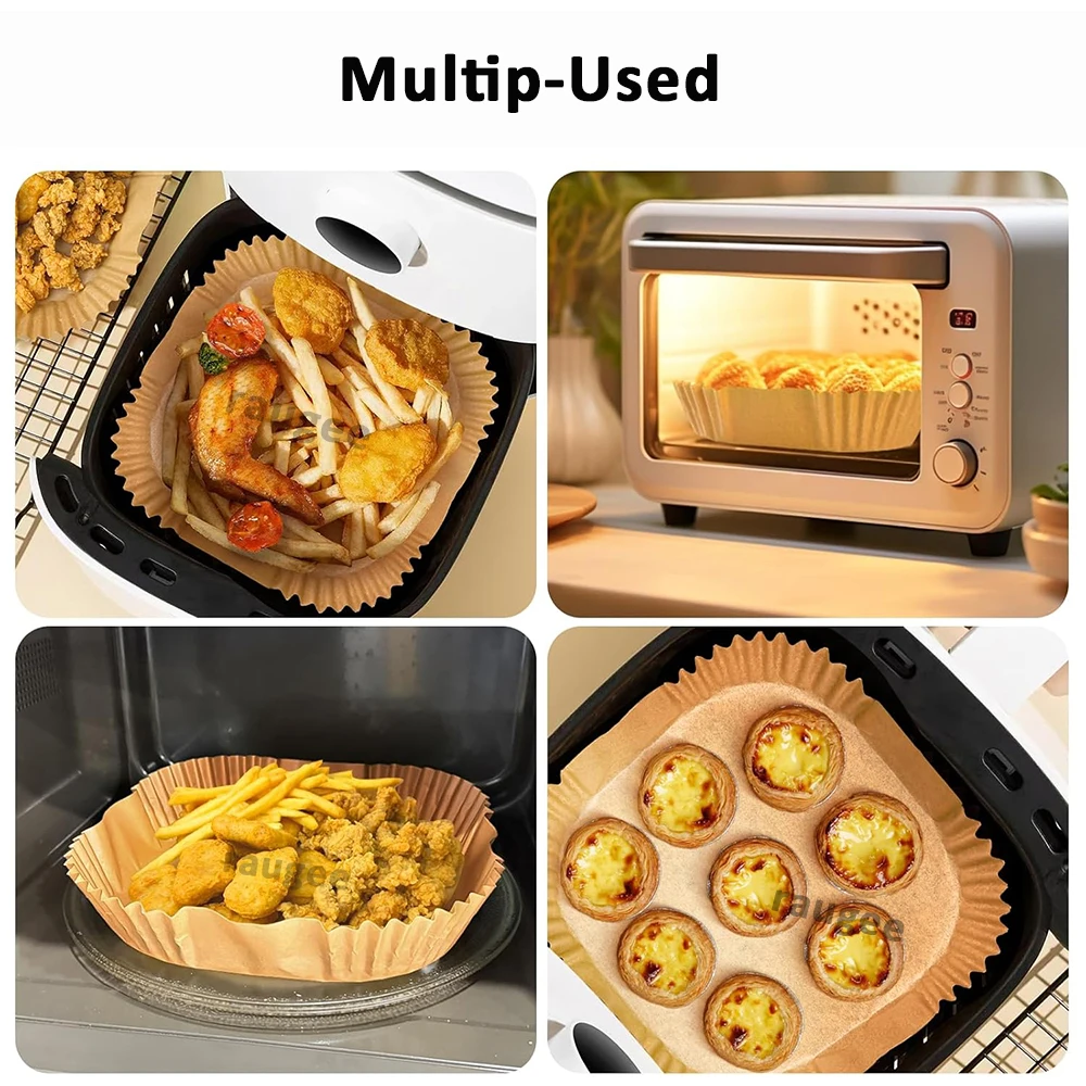 100 قطعة مقلاة هوائية للاستعمال مرة واحدة ورق خبز غير لاصق حصيرة مربعة ورق زبدة بطانات ل 3-5L مقلاة هوائية باخرة الخبز الميكروويف