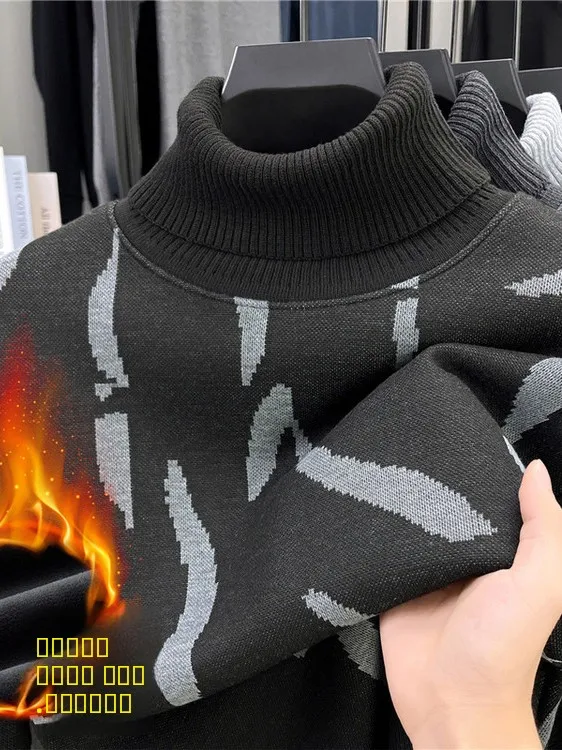 

Мужской вязаный свитер с высоким воротником на подкладке Thi, теплый базовый слой, верх из смеси полиэстера Long Sve Top