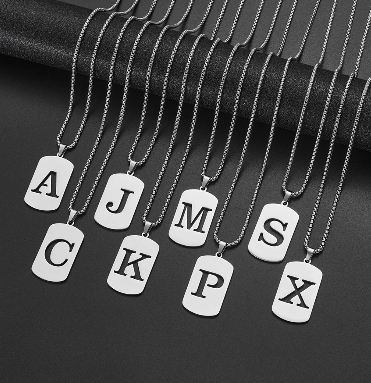 

Fashion Punk Alphabet Letter A-Z Minimalist Pendant Necklace for Women Men Silver Color Titanium Steel Trendy Jewelery Gift