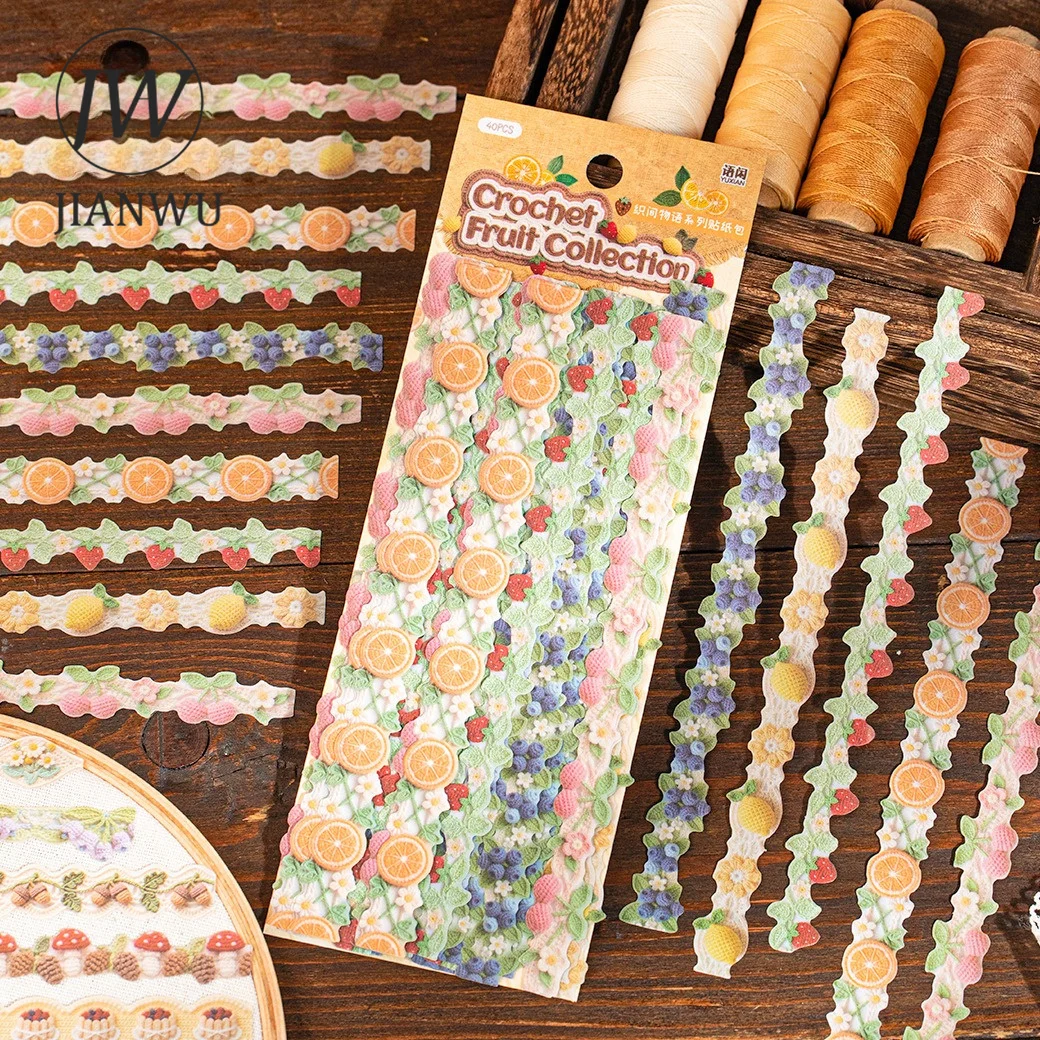 

JIANWU Vintage Forest Flower Fruit Knitted Texture Landscape Material Collage Scrapbooking Sticker Creative Journal Stationery