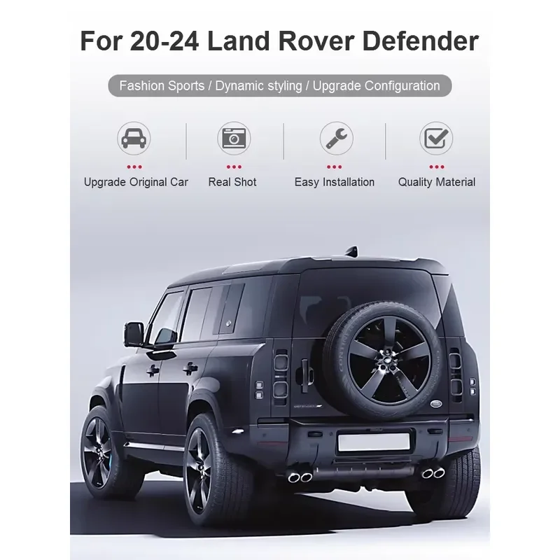 SYPES Car Exhaust Tips for Defender 110 3.0T L663 P400 90 2.0T Stainless Steel+Carbon Fiber Quad Round Muffler