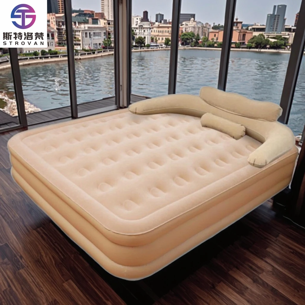 

STLF WJW Extra Large Inflatable Air Mattress with Built-in Pillow - Multi-Functional Floor Bed for Home & Outdoor Camping
