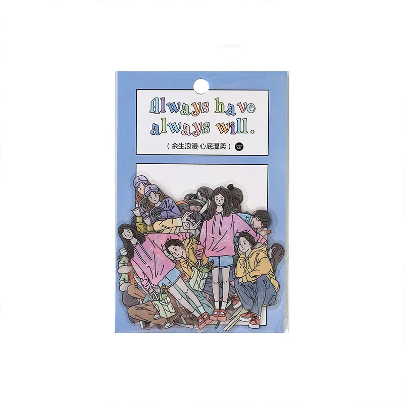 PET 만화 소녀 스티커 팩 장식 스틱 라벨, 창의력 접착 DIY 스크랩북 재료, 정크 저널 용품, 20 개