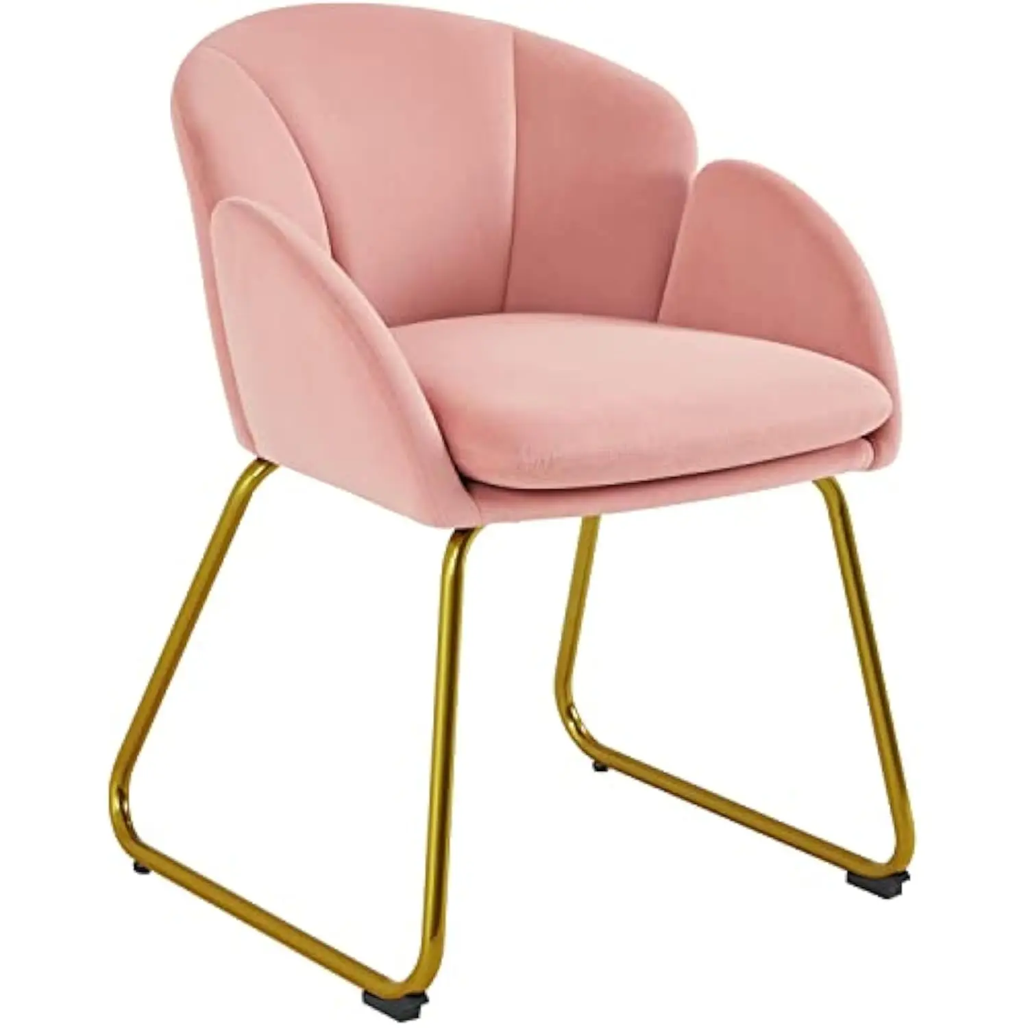 

Flower Shape Velvet Vanity Chair, Modern Side Armchair Makeup Chair No Wheels with Golden Metal Legs for Living Room/Dressing