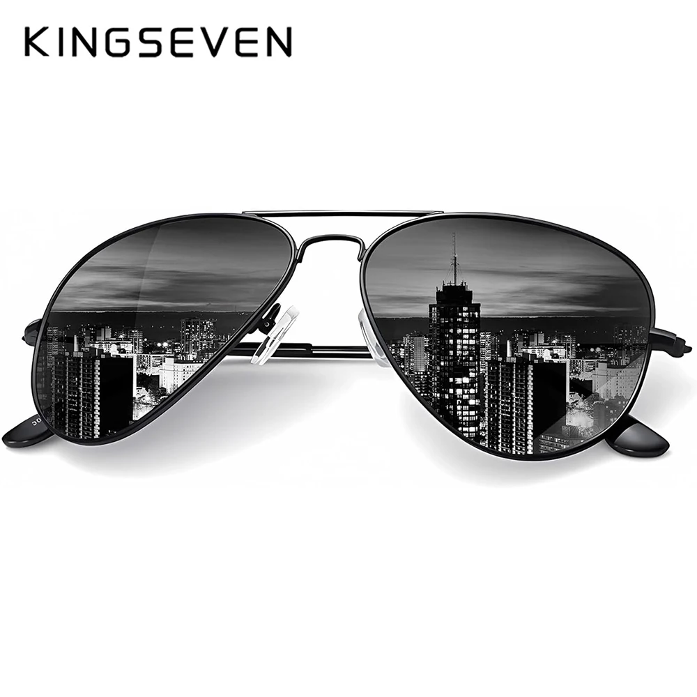 KINGSEVEN nowe modne męskie okulary przeciwsłoneczne spolaryzowane UV400 lustrzane soczewki gradientowe okulary pilotki damskie Retro luksusowe okulary — zdjęcie 4