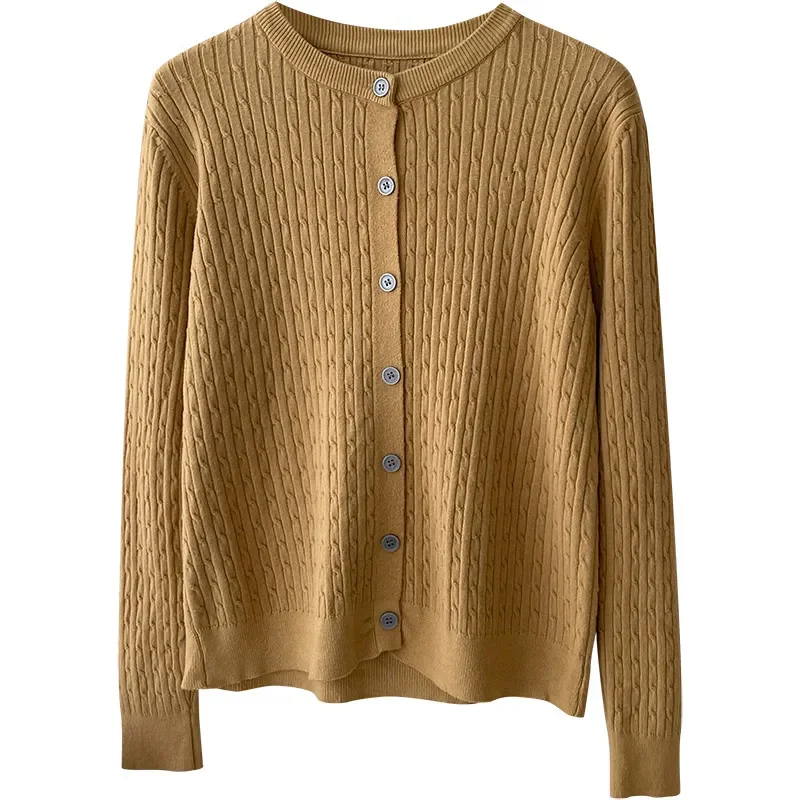 

Sueters De Mujer O-Neck White Fashion Knitted Sweater Women Cardigans Long Sleeve Knit Sweater Cardigan Women Tops Sweaters Q993