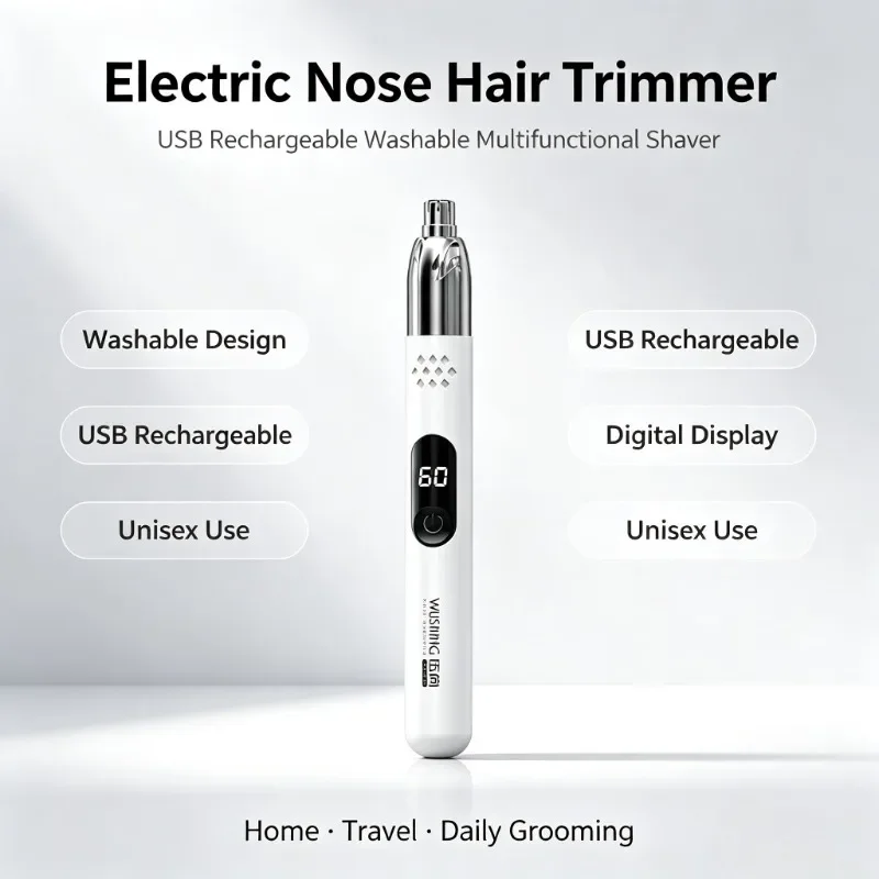Portable Multifunctional Electric Nose Ear Hair Trimmer USB Rechargeable Washable Eyebrow Facial Shaver Unisex WS-060