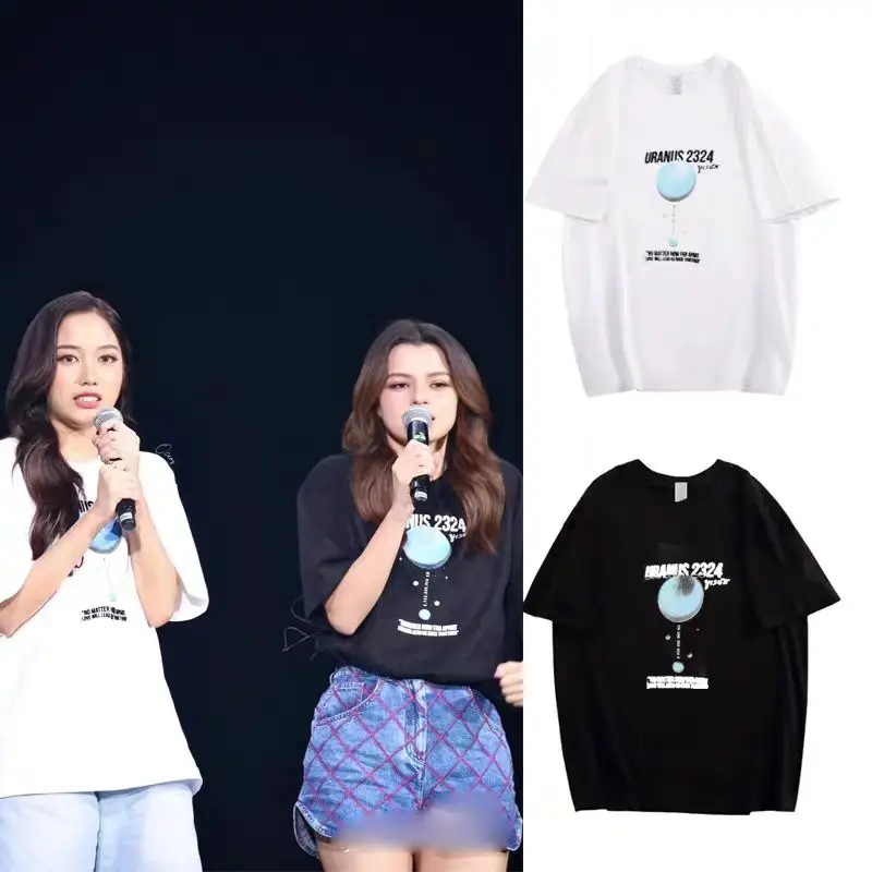 تي شيرت FrieenBecky Movie Uranus 2324 بأكمام قصيرة بنفس الطراز مع طباعة الأرض، بلوزة فضفاضة غير رسمية من القطن الخالص للصيف #1