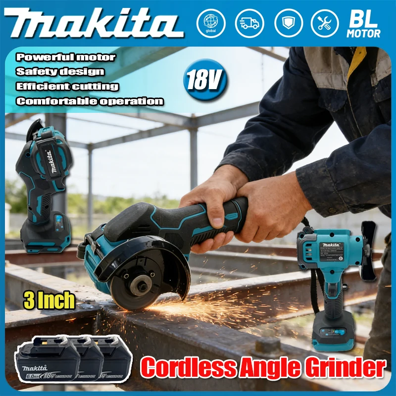 2026 Makita Cordless Angle Grinder 3 Inch Angle Grinder Cordless 3 Inch Electirc CUT OFF Tool Cutting Circular Saw Power Tool