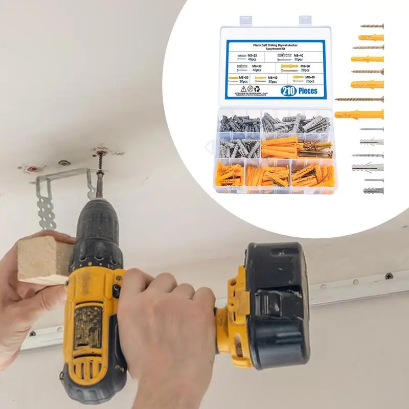 자체 드릴링 건식 벽체 앵커 자체 드릴링 210개 건식 벽체 앵커 빠른 드라이브 토글 볼트 선반용 헤비 듀티 핸드 툴