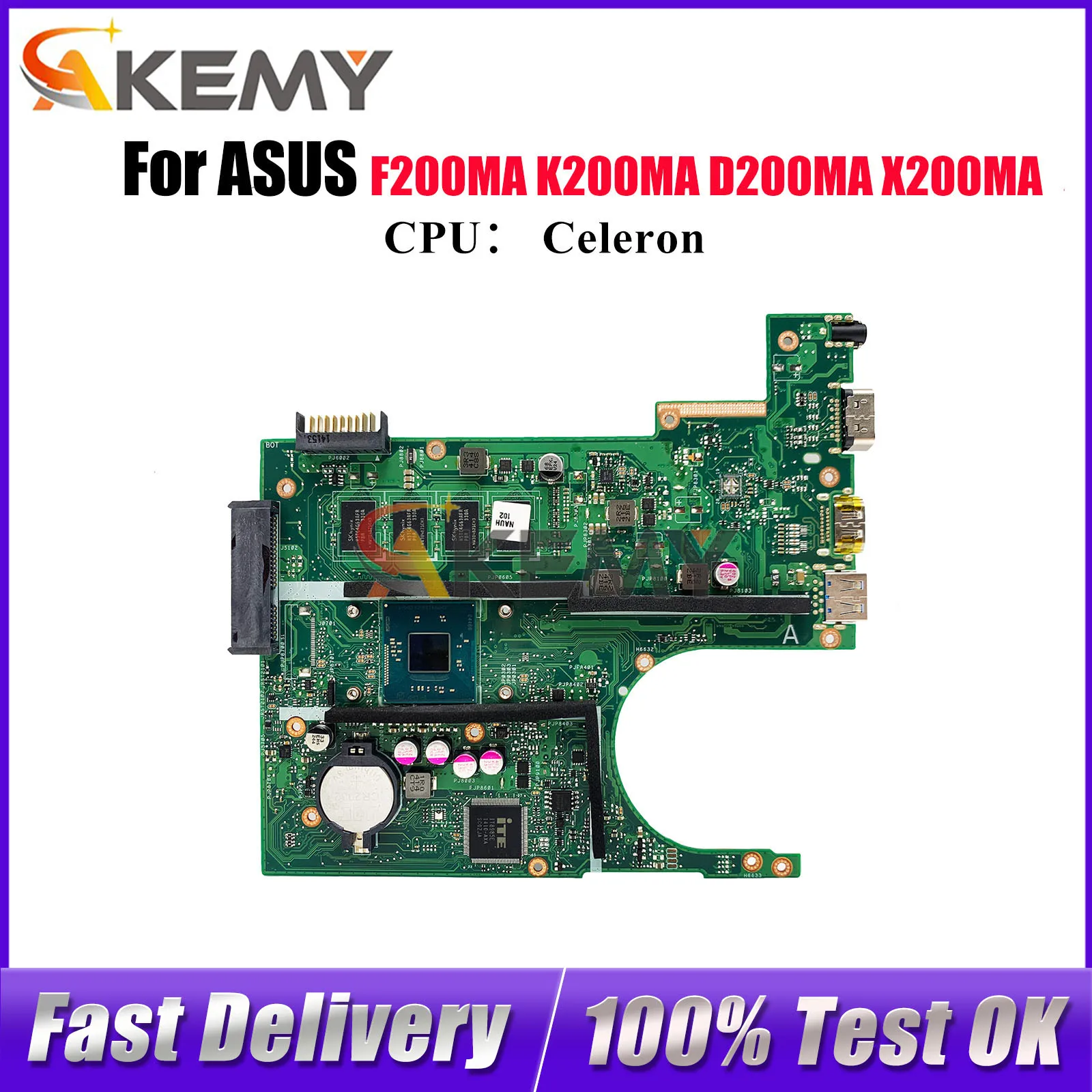 

Материнская плата для ноутбука X200MA ASUS VivoBook X200M X200MA K200MA F200MA D200MA, материнская плата для ноутбука с процессором Celeron, 100% тестирование, ОК