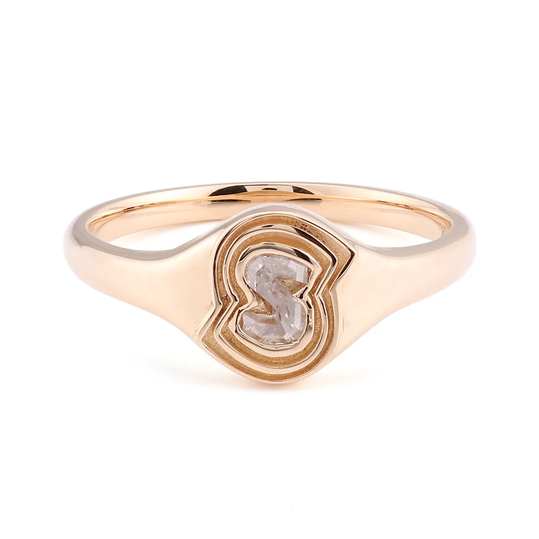 Bague chevalière en or jaune 18 carats avec lettre S, diamant Moissanite GRA en forme de lettre personnalisée pour femmes, bague personnalisée