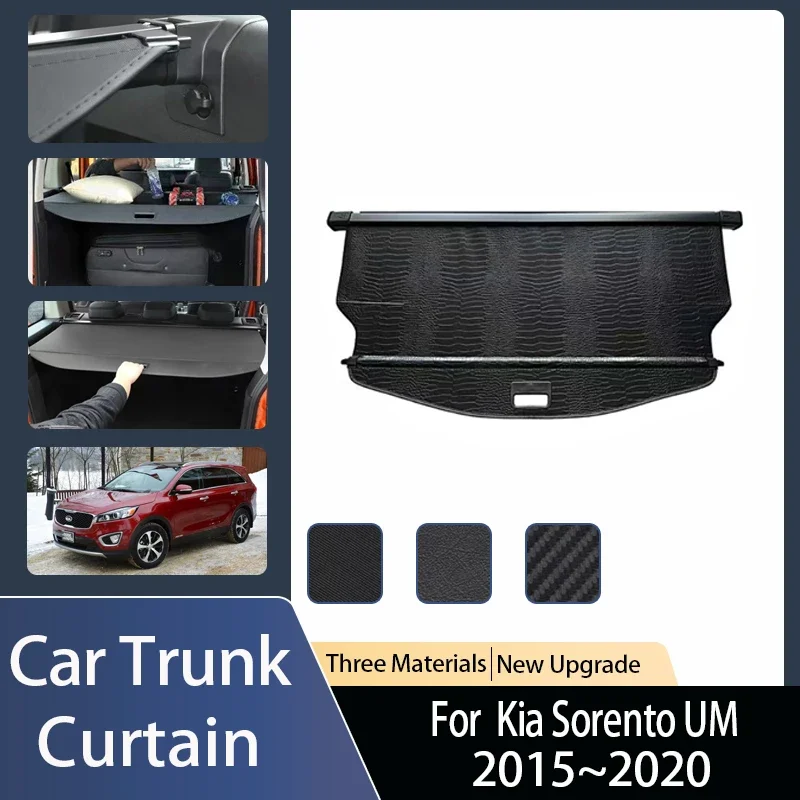 Car Trunk Curtain Covers For Kia Sorento KX-4 UM 2015~2020 2017 2018 2019 Rear Trunk Rack Partition Shelter Set Auto Accessories