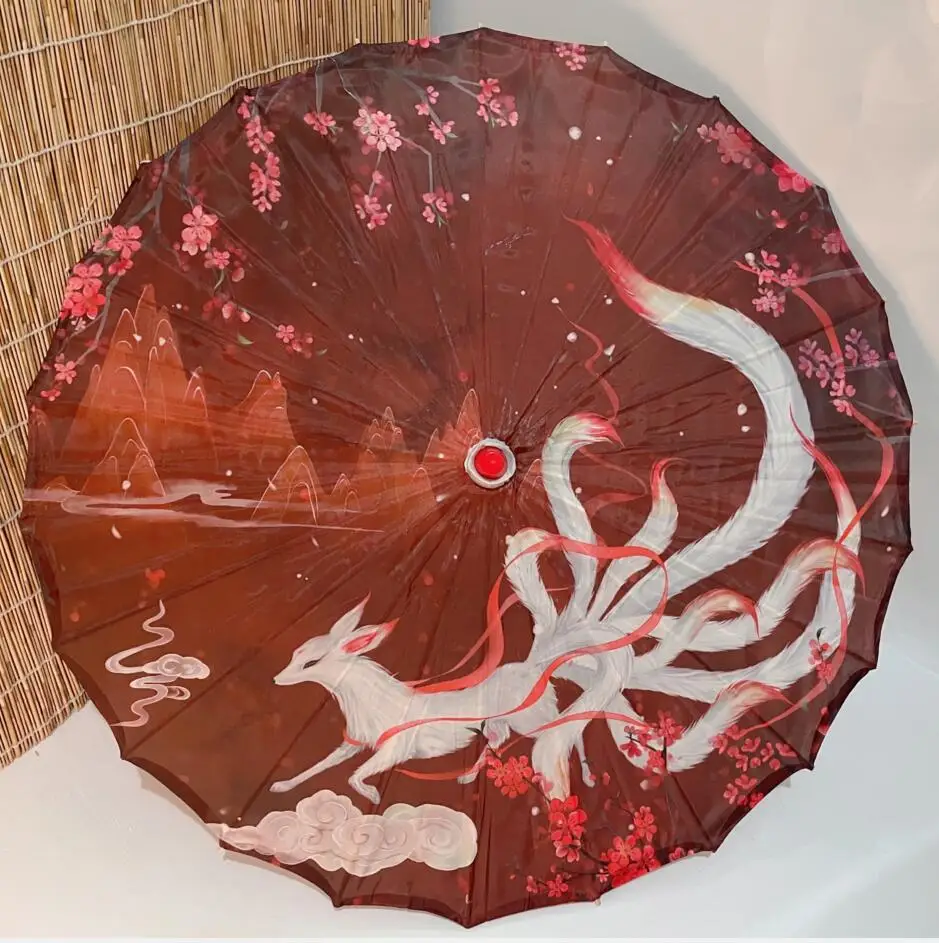 Super Fairy Nine-tail-Fox Umbrella Rain Women Oil Paper Umbrella