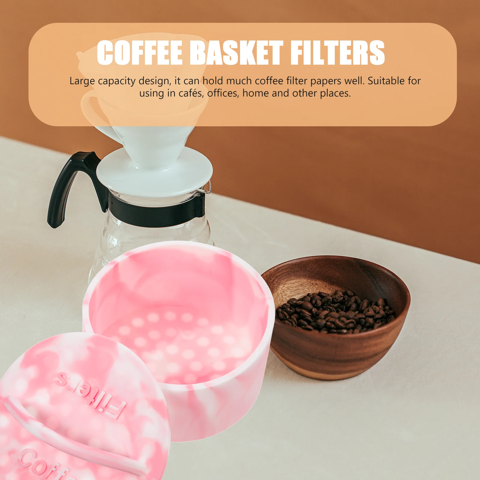 

Silica Gel Coffee Filter Holder Large Capacity Pink Smooth Easy Clean Mesh Basket Kitchen Accessories Storage Container Office