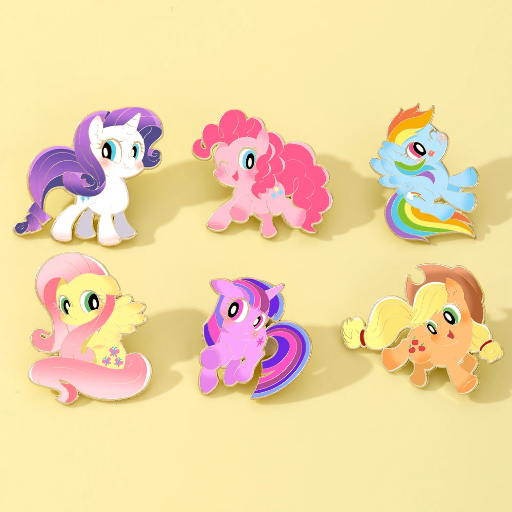 My Little Pony Pins 6 stuks Set UV Gedrukt Emaille Pins Stripfiguur Collectie Broches voor MLP Fans Meisjes Kids gift