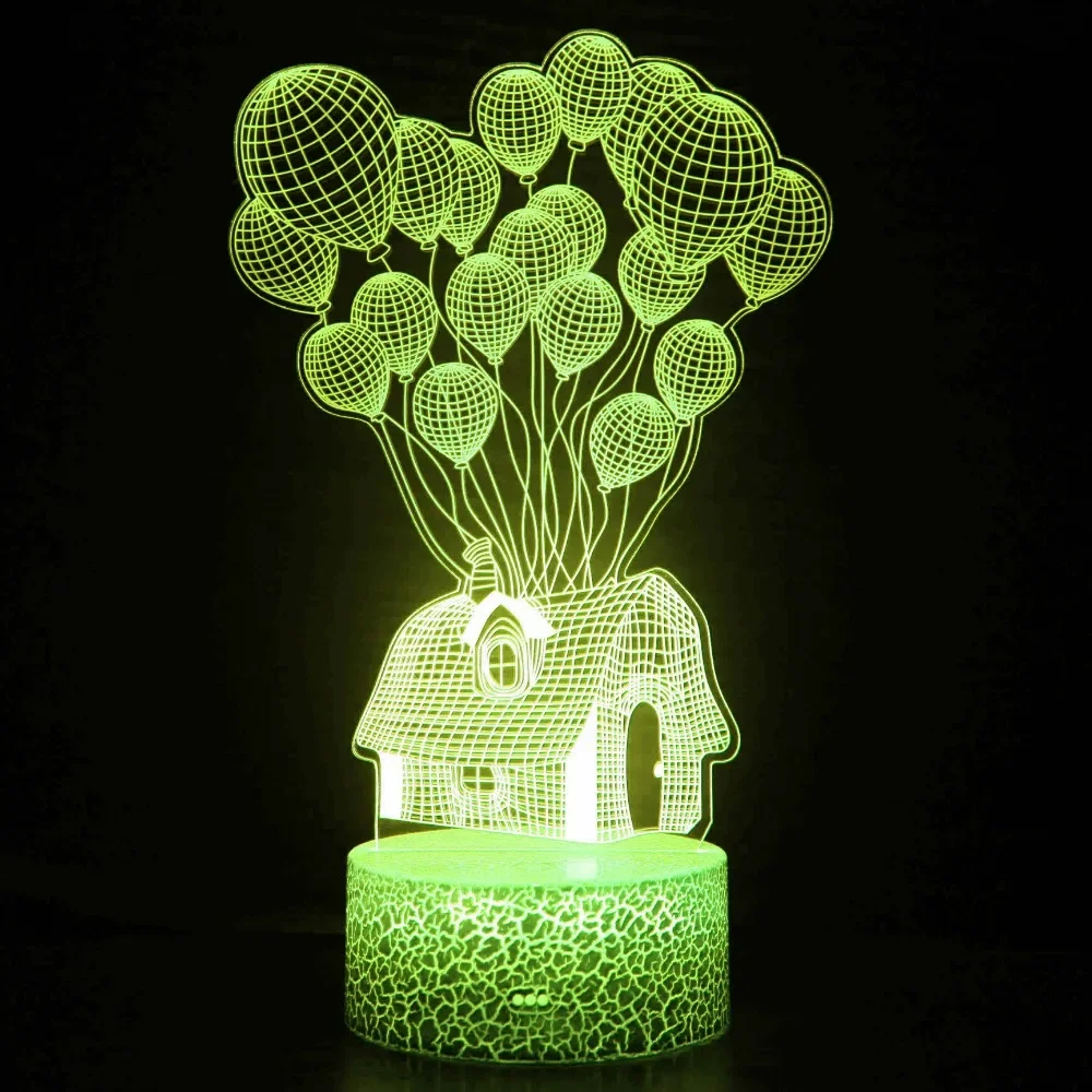 Nighdn Acrylic Balloon House Night Light LED 3D Illusion Lamp for Kids Baby Sleep Nightlight Gift for Room Decor 7 Colors Change