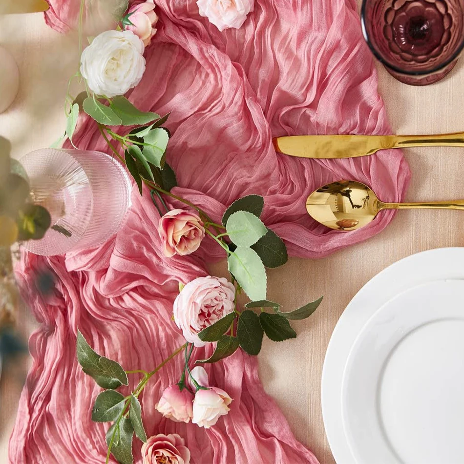 

Газовая настольная дорожка, искусственная кожа и элегантный свадебный Декор, идеально подходит для украшения столовой