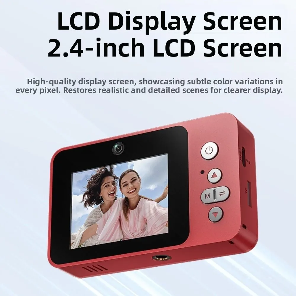 Câmera digital ccd retrô com tela de 2,4 polegadas, reprodução de música mp3, portátil, zoom 8x, vídeo hd, design completo/semi espelhado, câmera de vídeo