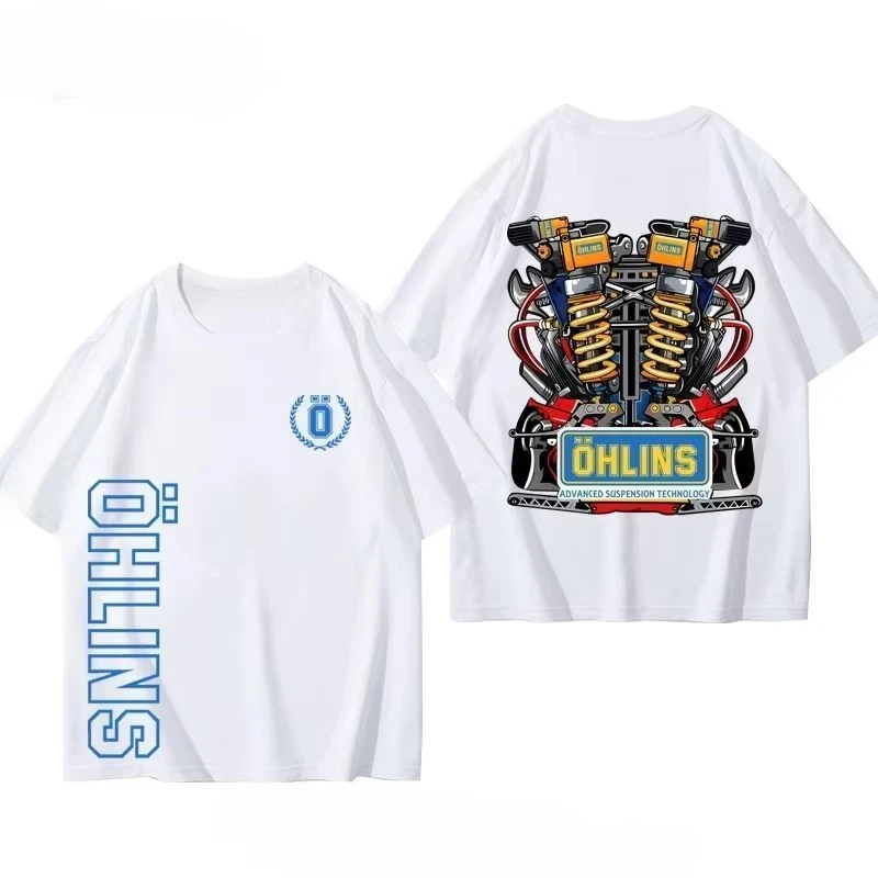 2026 Motorcycle Shock Absorber Modified Car T-shirt Summer Men's Casual Fashion Brand Racing Around Short Sleeved Clothes