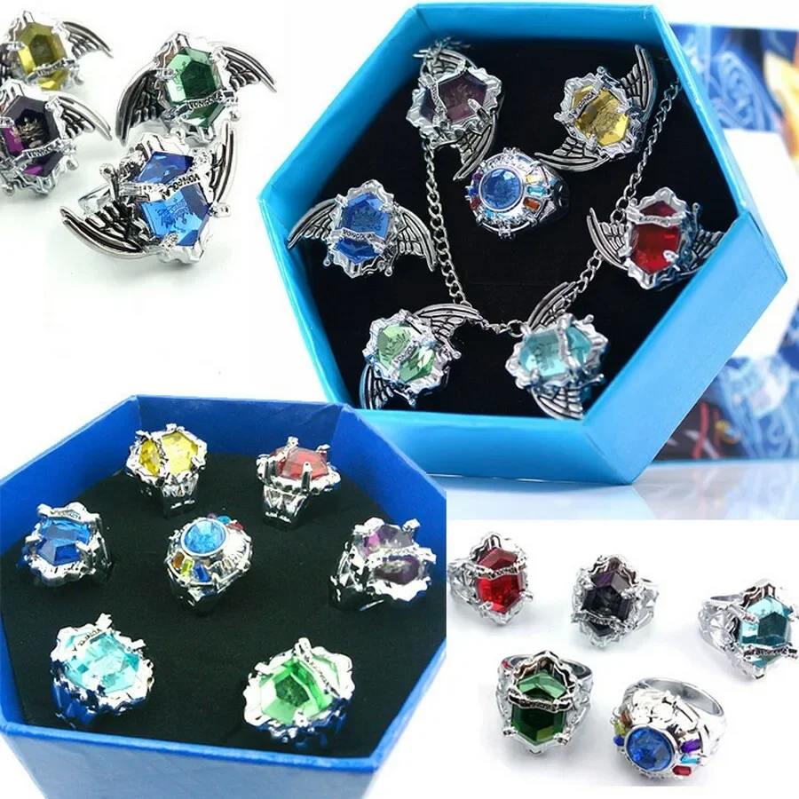 

Anime Katekyo Hitman Reborn Sawada Tsunayoshi Cosplay Rings Vongola Rings Action Figure Cosplay Prop Toy