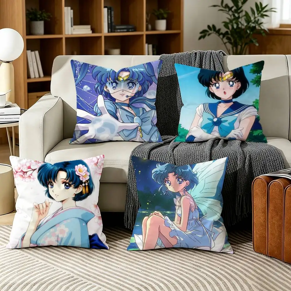Ami Mizuno Sailor Mercury Pillow Case for Sofa Living Room Home office Decor Protective Cover