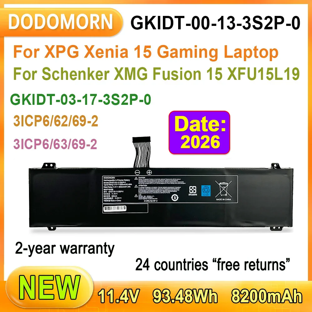 New  For XPG Xenia 15 Gaming Laptop Battery For Schenker XMG Fusion 15 XFU15L19 GKIDT-03-17-3S2P-0 11.4V