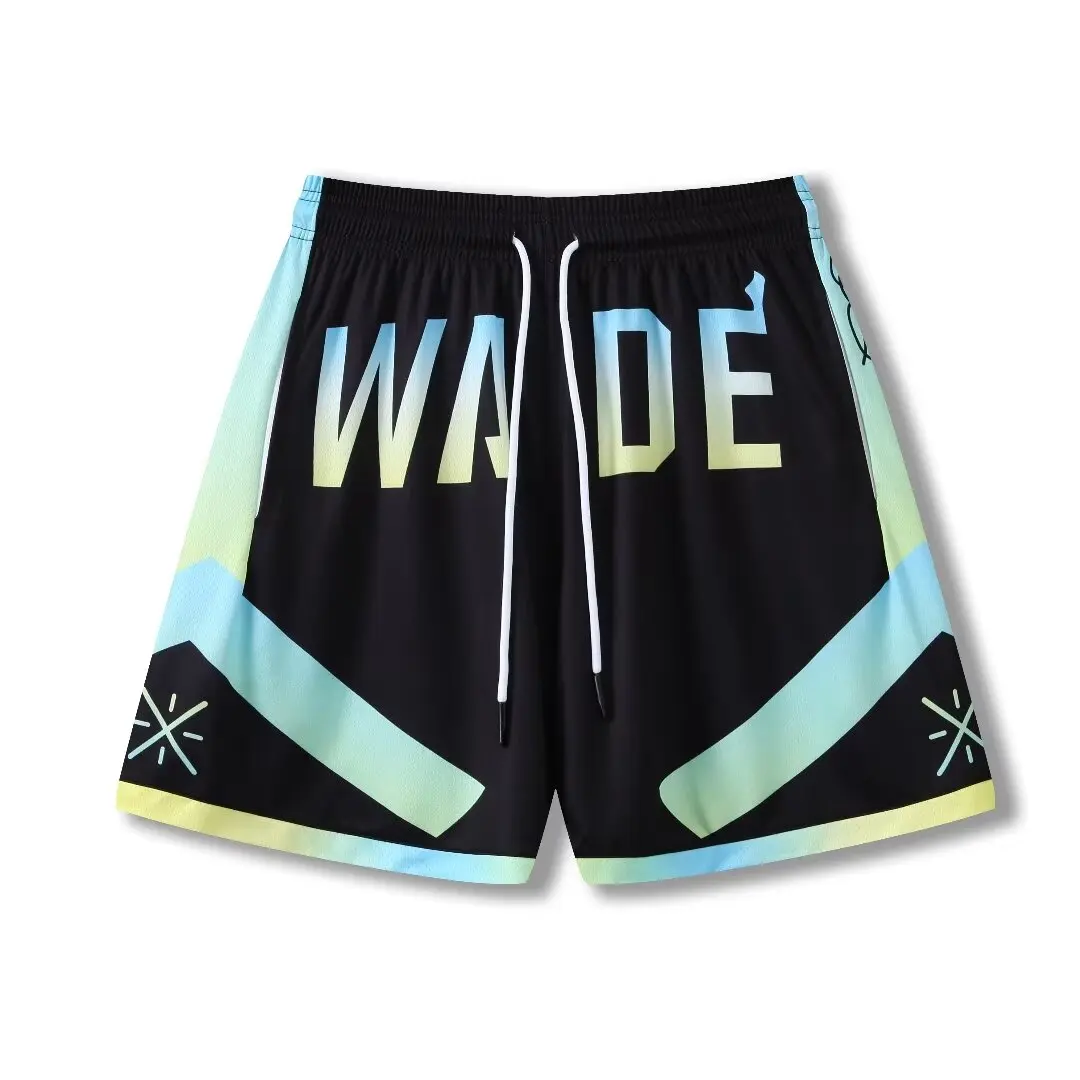 new 2024 Mesh Breathable Men Shorts GYM Basketball Running Quick-Drying Shorts Baggy Flame Print Fashion Shorts Summer Shorts