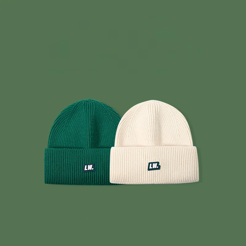 Olive Green Knit Hat Unisex Beanie Fashion Streetwear Style Fleece Lined Skull Cap For Men Women Couple Winter Cap Cool Gift