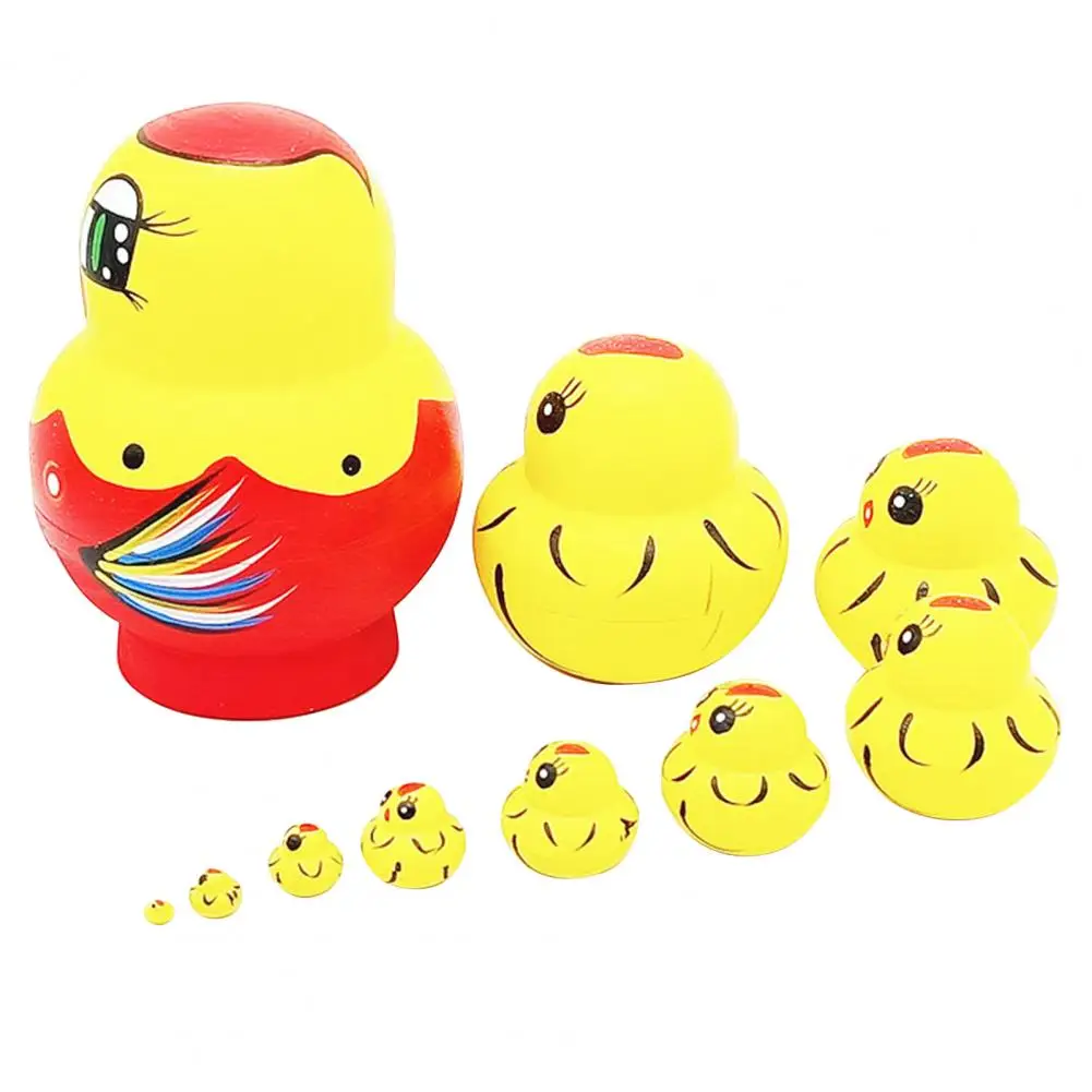 لعبة الماتريوسكا الروسية الخشبية ، الحلي المتداخلة ، تماثيل الفرخ ، فحم الكوك ، رسم المنمنمات ، عشر طبقات #2