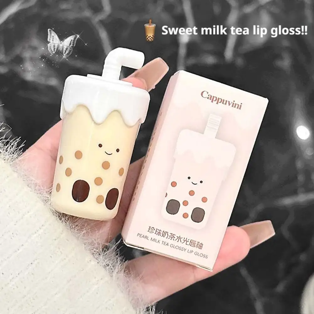 Brillant à lèvres brillant au thé au lait, Style coréen, dodu, hydraté, léger, Non collant, hydratant en profondeur, brillant naturel doux