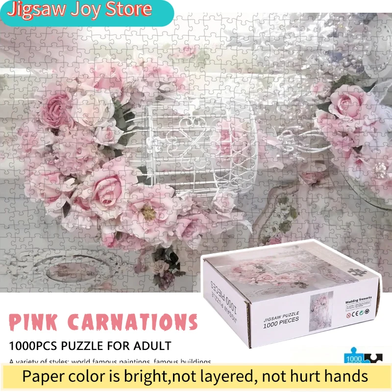 

Пазл с цветочным рисунком розовых гвоздик 70*50 см, пазл для взрослых, снимает стресс, красивая картина-пазл с пейзажем, декор для дома и стен