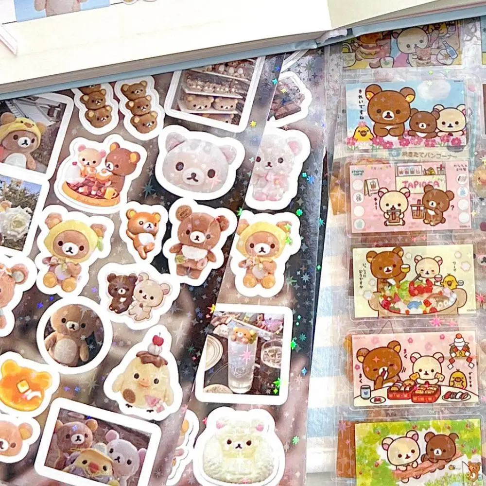 Rilakkuma art paper Flash film Cutting film Stickers Paper ID Photo Stickers Water cup trunk decorate Hand account diy decorate