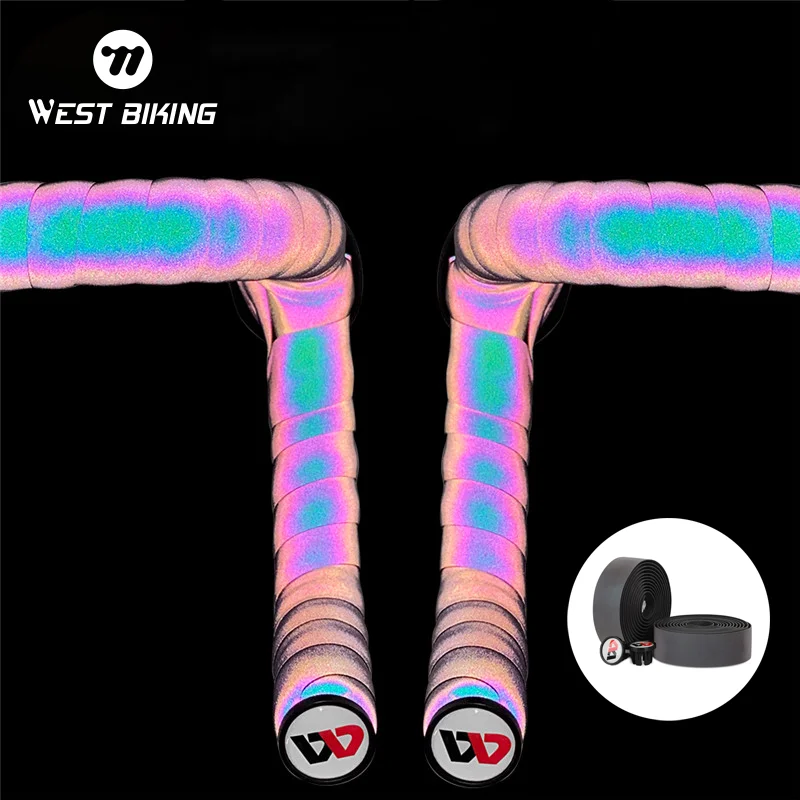 

WEST BIKING 215cm Bicycle Anti-slip Handlebar Tapes PU+EVA Color Change Reflective MTB Road Bike Anti-Vibration Handle Bar Strap