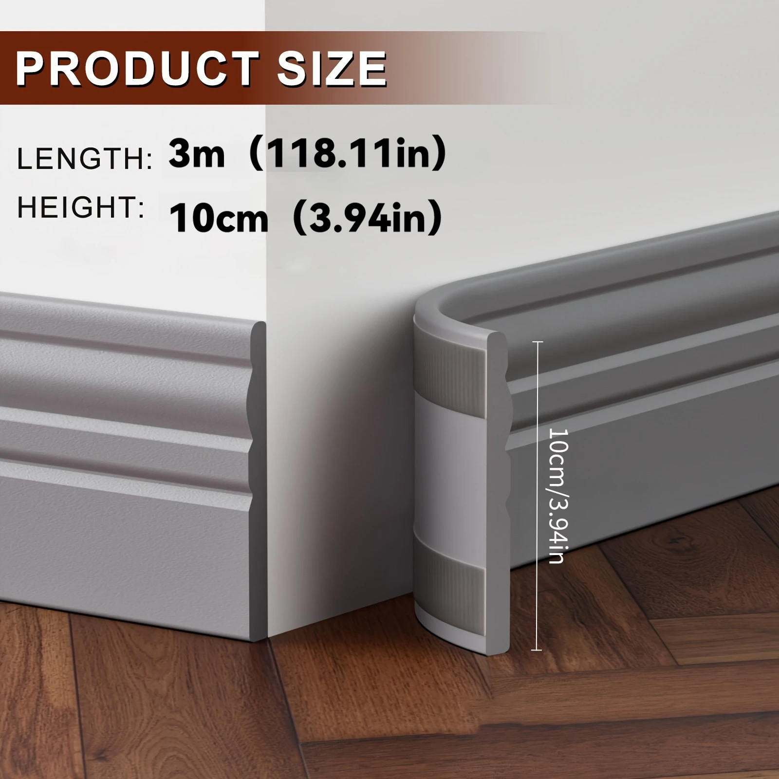 118-Inch self-adhesive skirting and floor trim, available in a variety of colors and sizes - NBR foam material, easy to install, waterproof, anti-collision, flexible and durable, European design, suitable for wall decoration and splicing